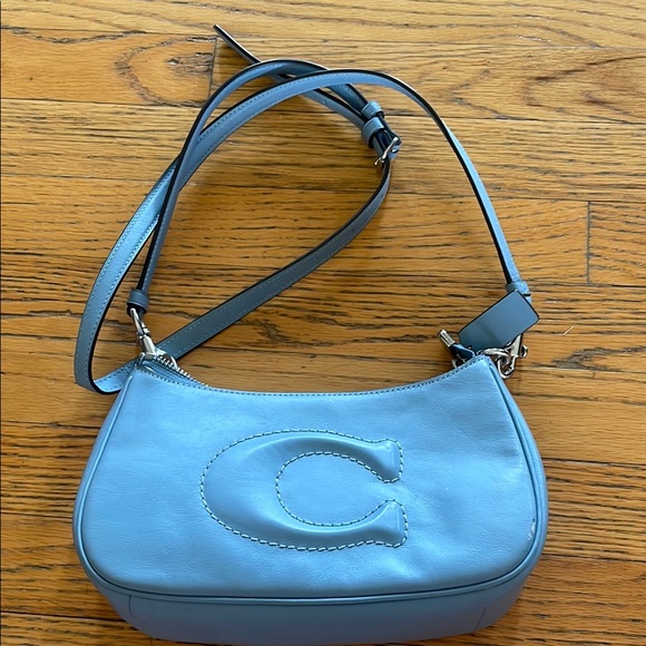 Blue Leather Shoulder Bag - Picture 1 of 3